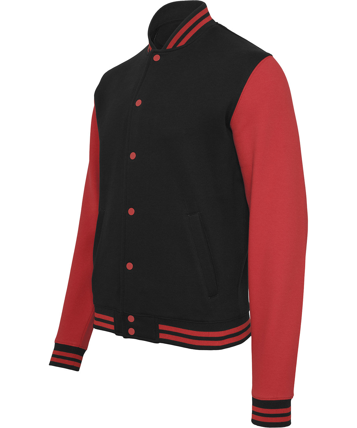Build Your Brand College Jacket Contrast Cuffs Comfortable Stylish Preppy Look
