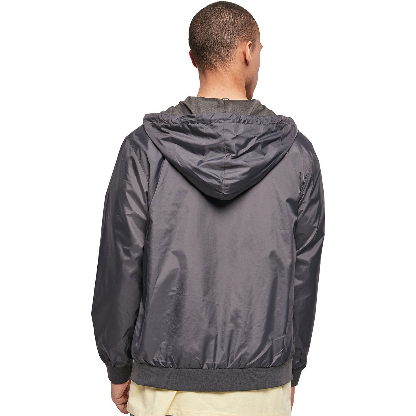 Build Your Brand Wind Runner Jacket Water-Resistant Mesh Lining Hooded Casual