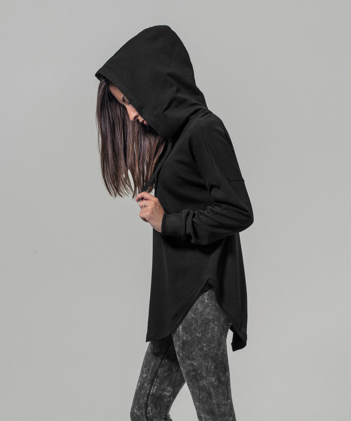 Build Your Brand Women's Oversized Hoodie with Drawstrings and Ribbed Cuffs