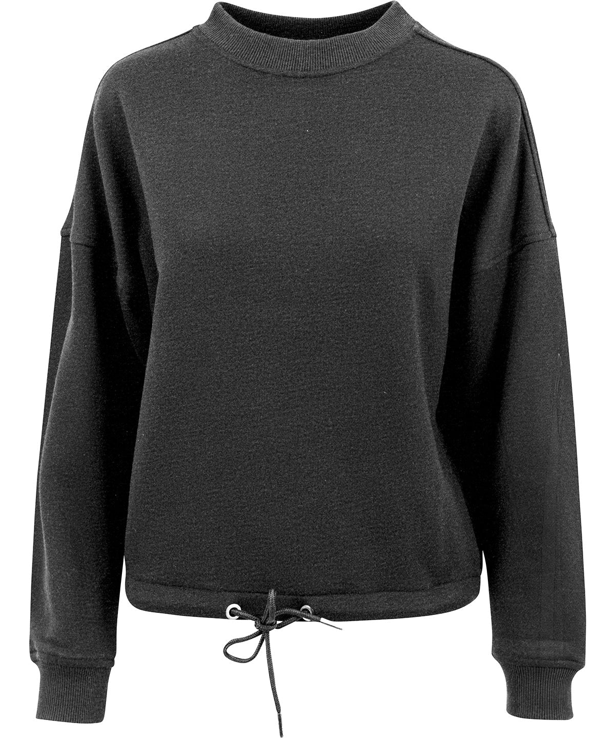 Build Your Brand Women's Oversized Crew Neck Sweatshirt with Drawstring Waist