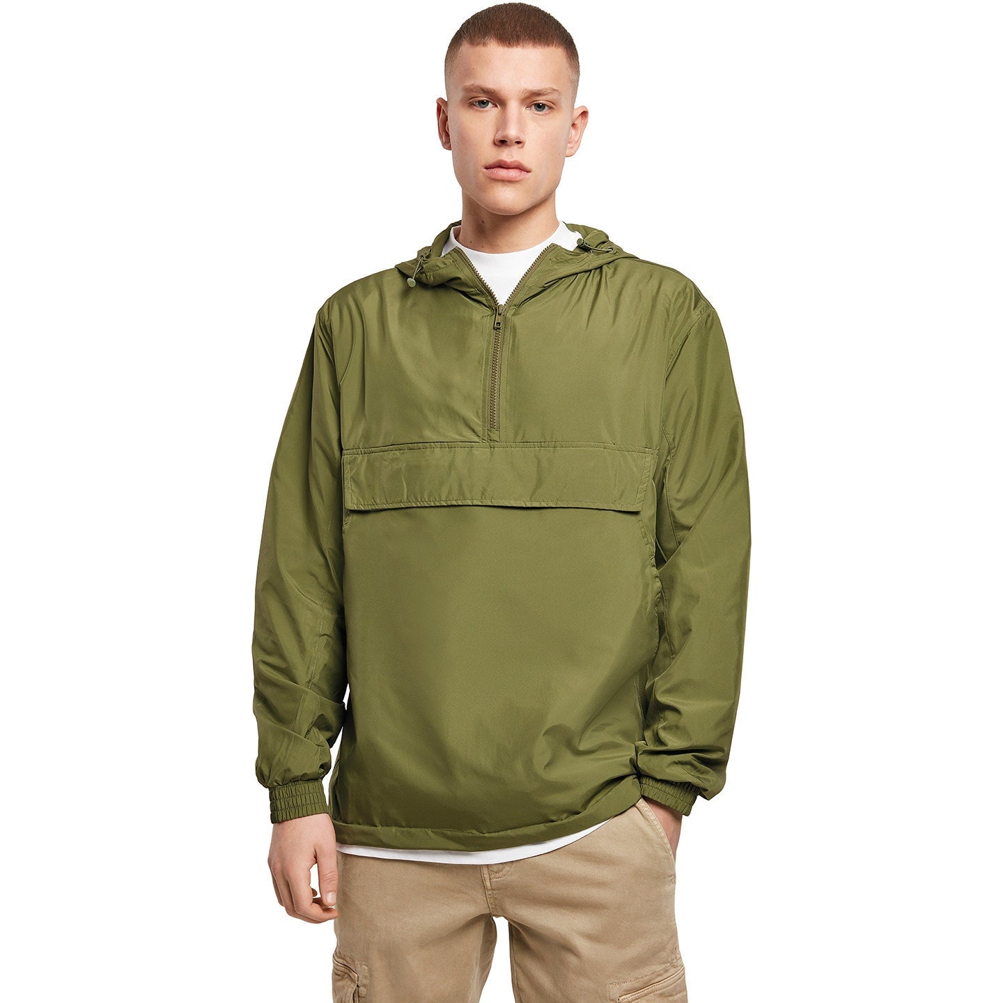 Build Your Brand Lightweight Pullover Jacket with Hood and Pockets S-5XL
