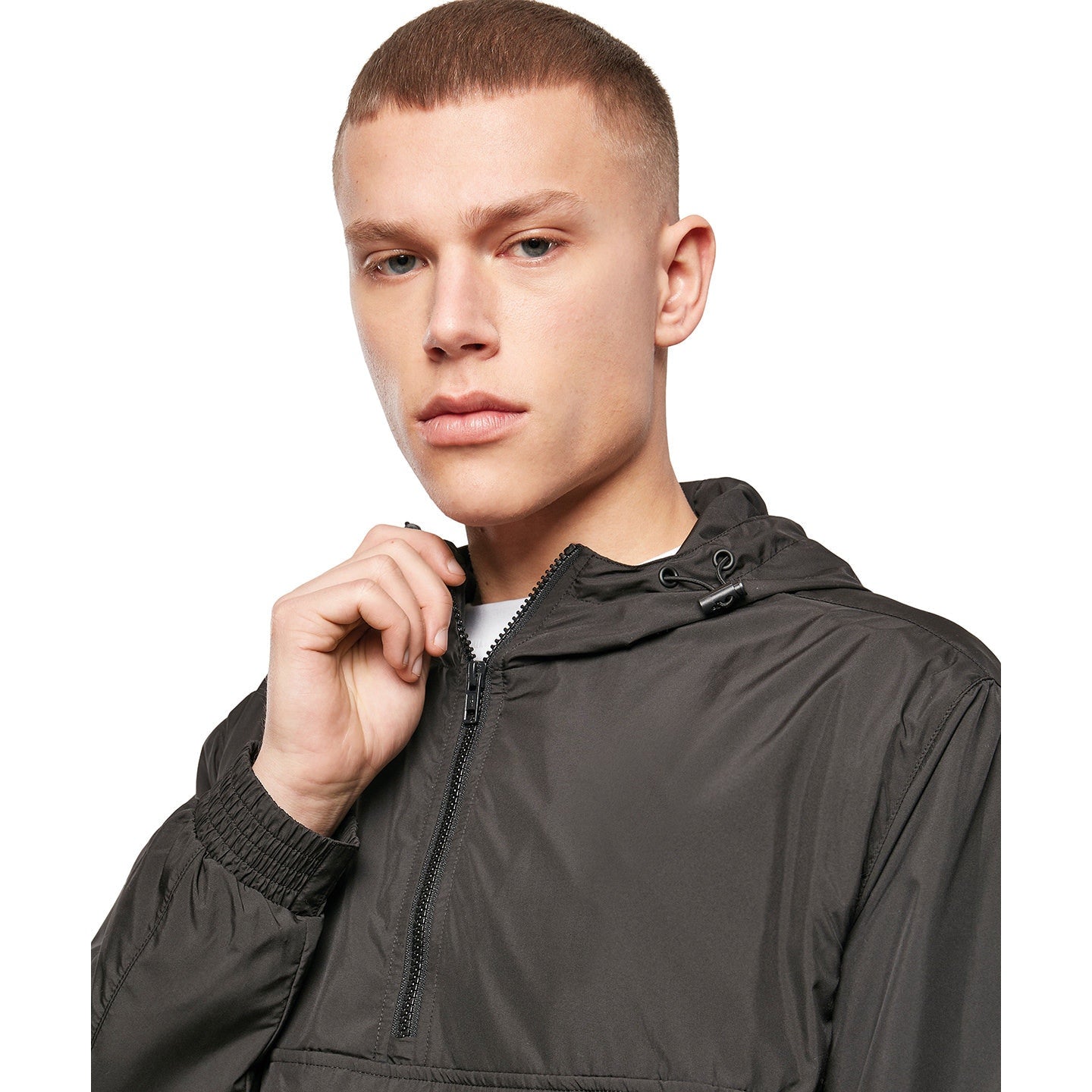 Build Your Brand Lightweight Pullover Jacket with Hood and Pockets S-5XL
