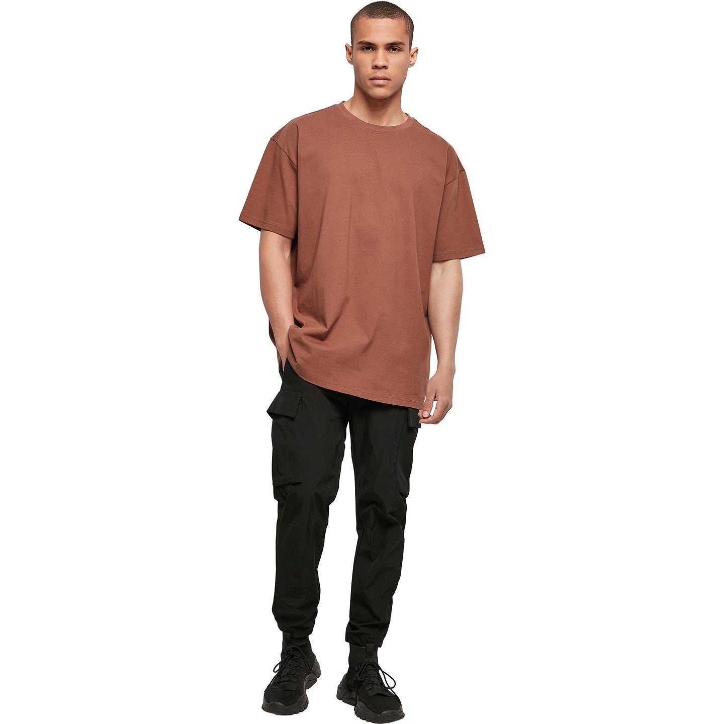 Build Your Brand Heavy Oversized Tee Bark Crew Neck Casual Fit 100% Cotton
