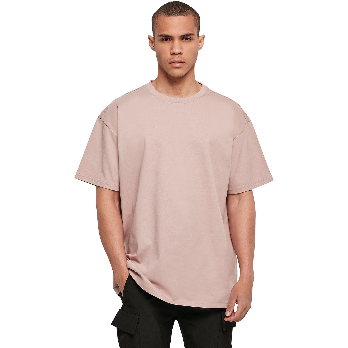 Build Your Brand Oversized Tee Dusk Rose Crew Neck Soft Cotton Casual Fit