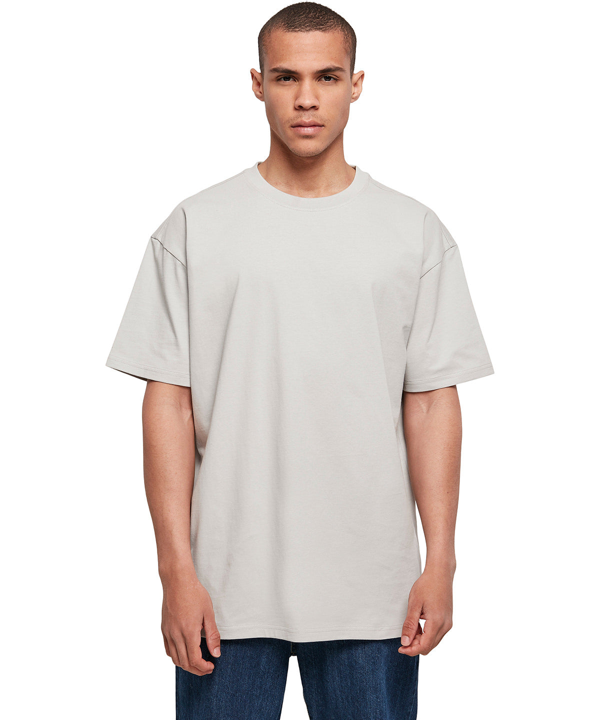 Build Your Brand Heavy Oversized Tee Light Asphalt Crew Neck Casual Fit