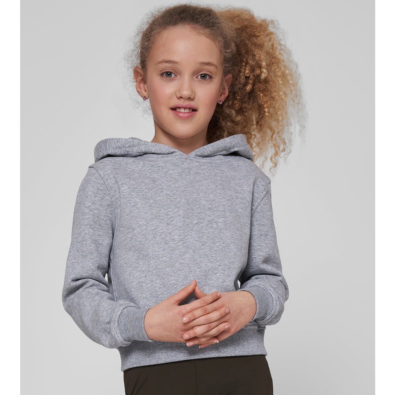 Build Your Brand Girls Cropped Sweat Hoodie FAMA Certified Cozy Casual Wear