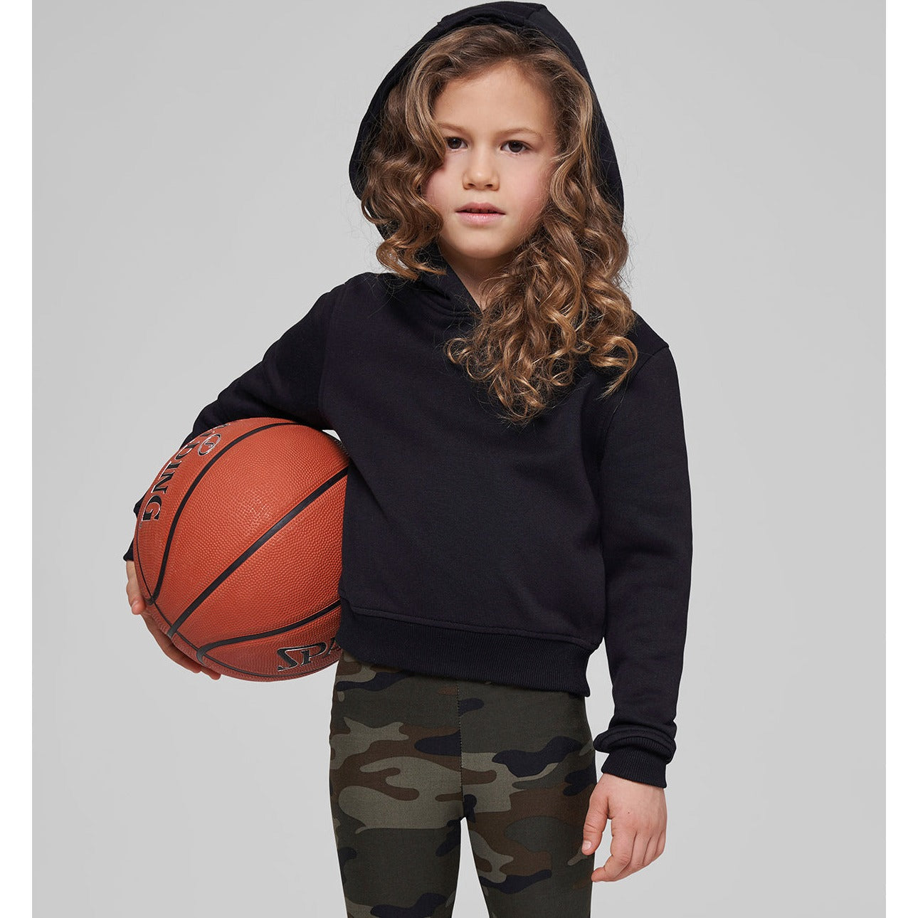 Build Your Brand Girls Cropped Sweat Hoodie FAMA Certified Cozy Casual Wear