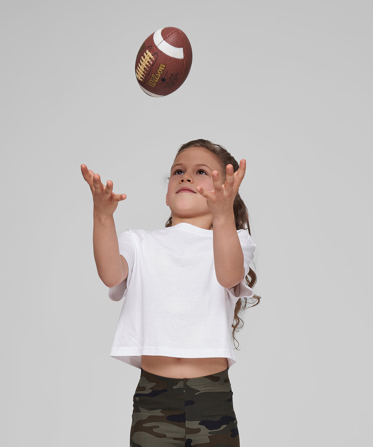 Build Your Brand Girls Cropped Jersey Tee Short Sleeve Round Neck 100% Cotton