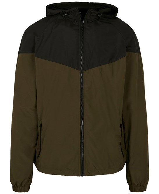 Build Your Brand Two-Tone Windrunner Jacket with Adjustable Hood and Pockets