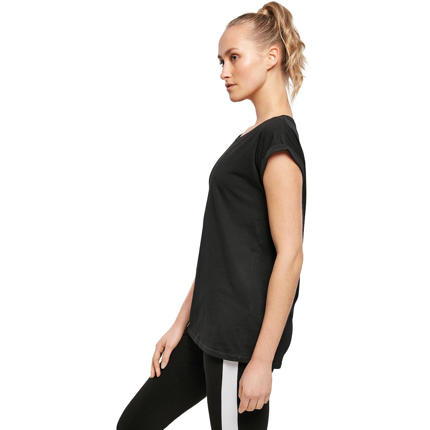 Build Your Brand Women's Organic Cotton Extended Shoulder Tee - Customizable