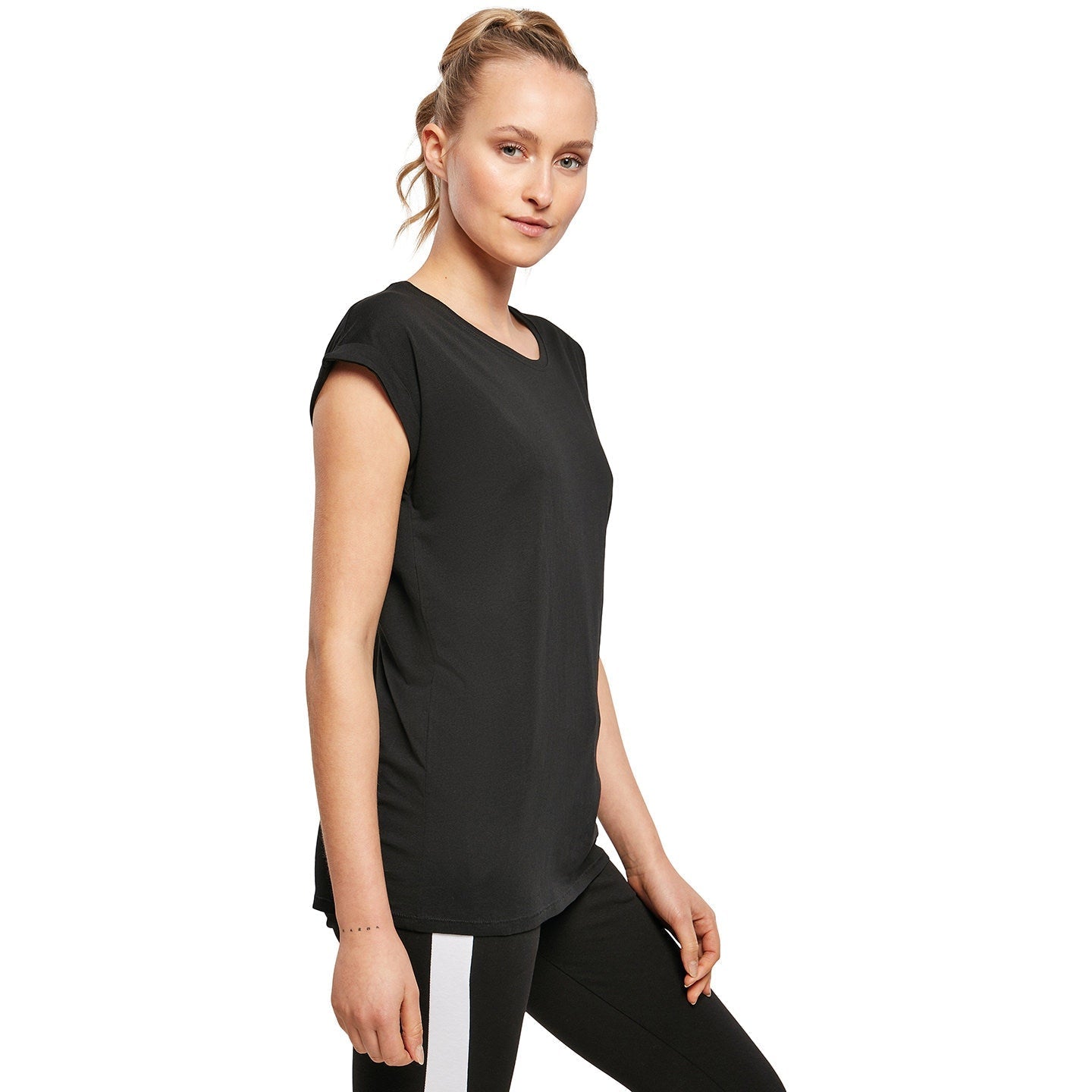 Build Your Brand Women's Organic Cotton Extended Shoulder Tee - Customizable