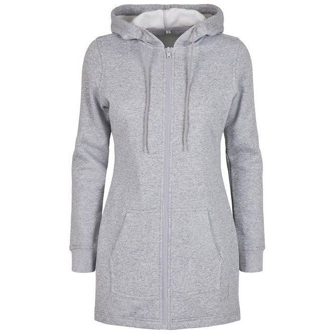 Build Your Brand Women's Sweat Parka Hooded Zip Hoody with Custom Back Cut-Out