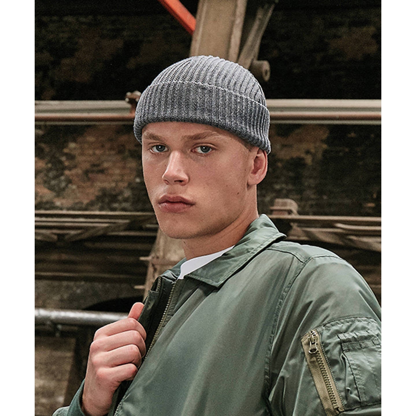 Build Your Brand Recycled Yarn Fisherman Beanie Eco-Friendly Knit Hat