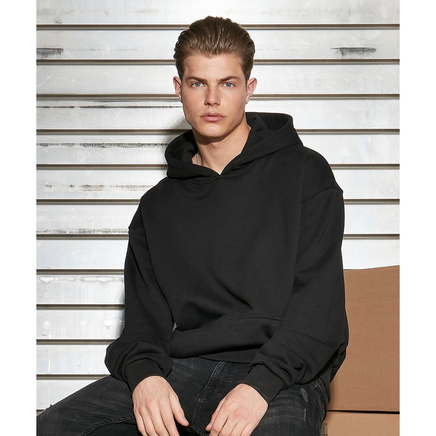 Build Your Brand Ultra Heavy Hoodie Black Casual Fit Kangaroo Pocket 100% Cotton