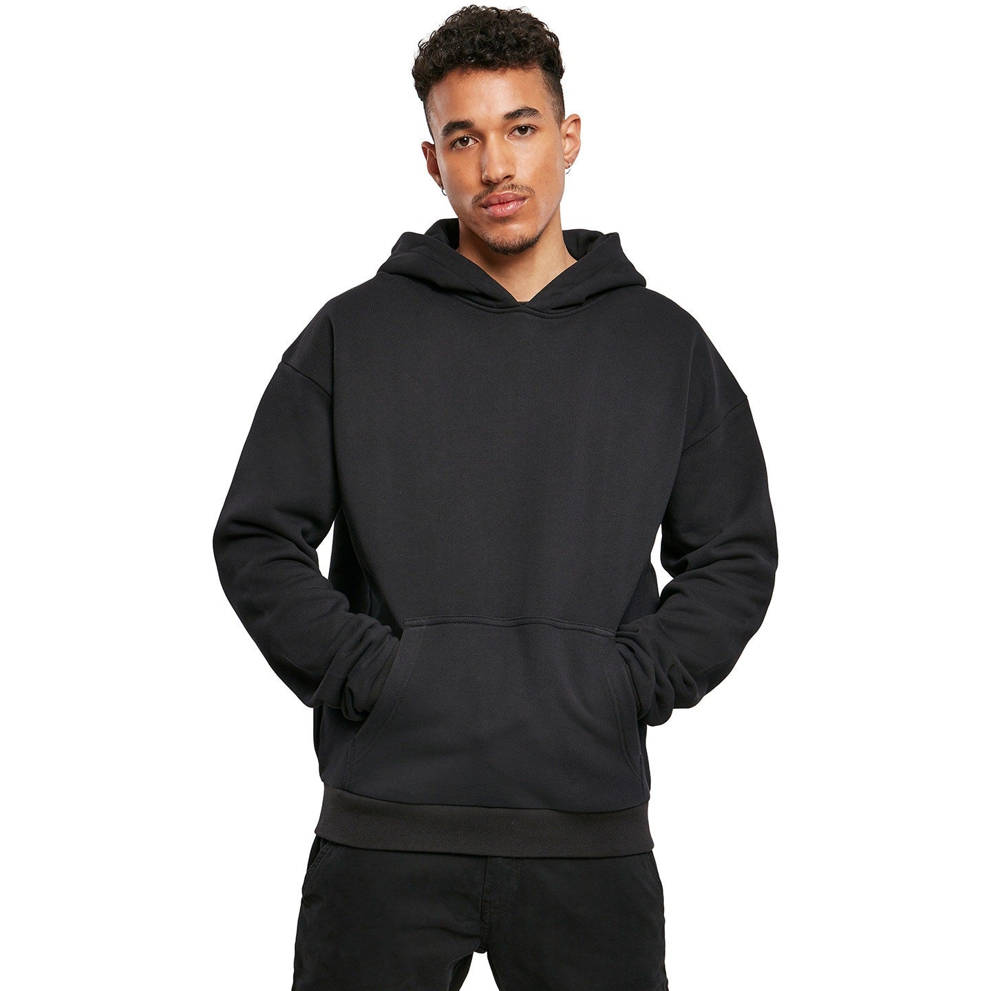 Build Your Brand Ultra Heavy Hoodie Black Casual Fit Kangaroo Pocket 100% Cotton