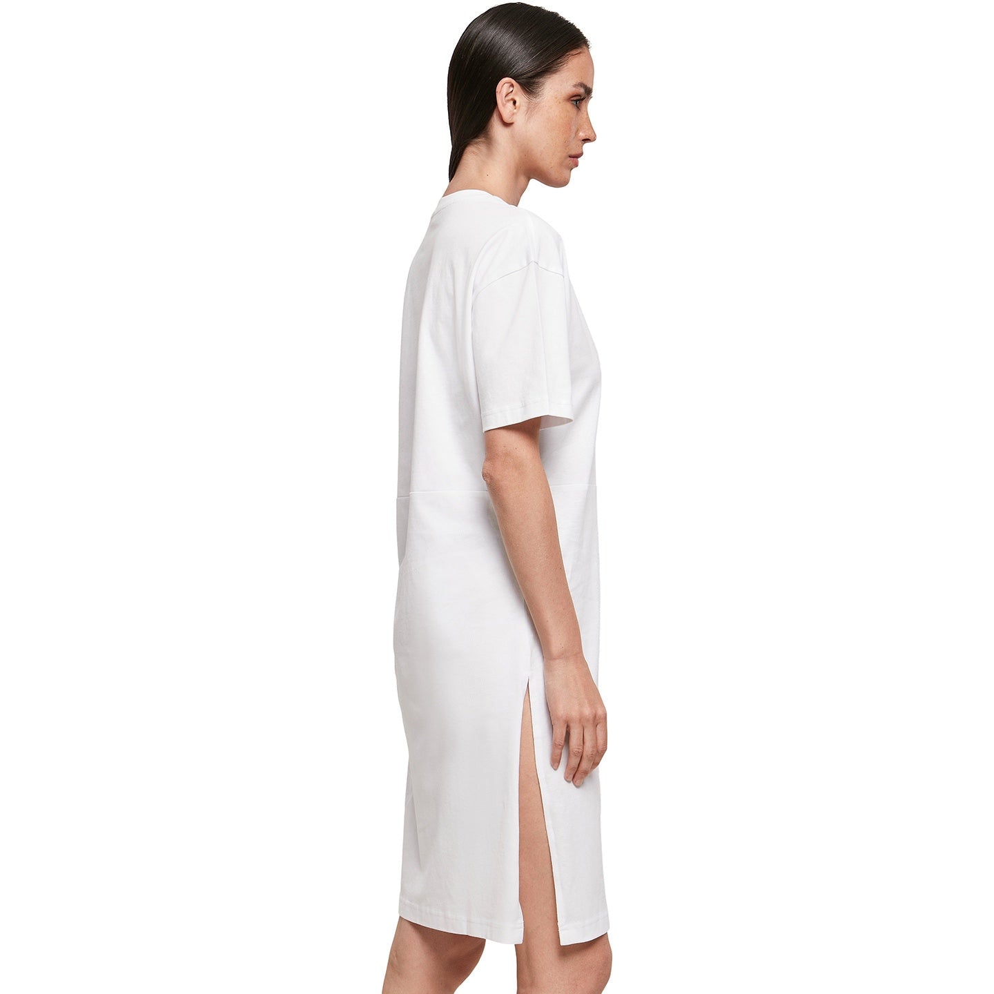 Build Your Brand Women's Organic Oversized Slit Tee Dress Casual Urban Style