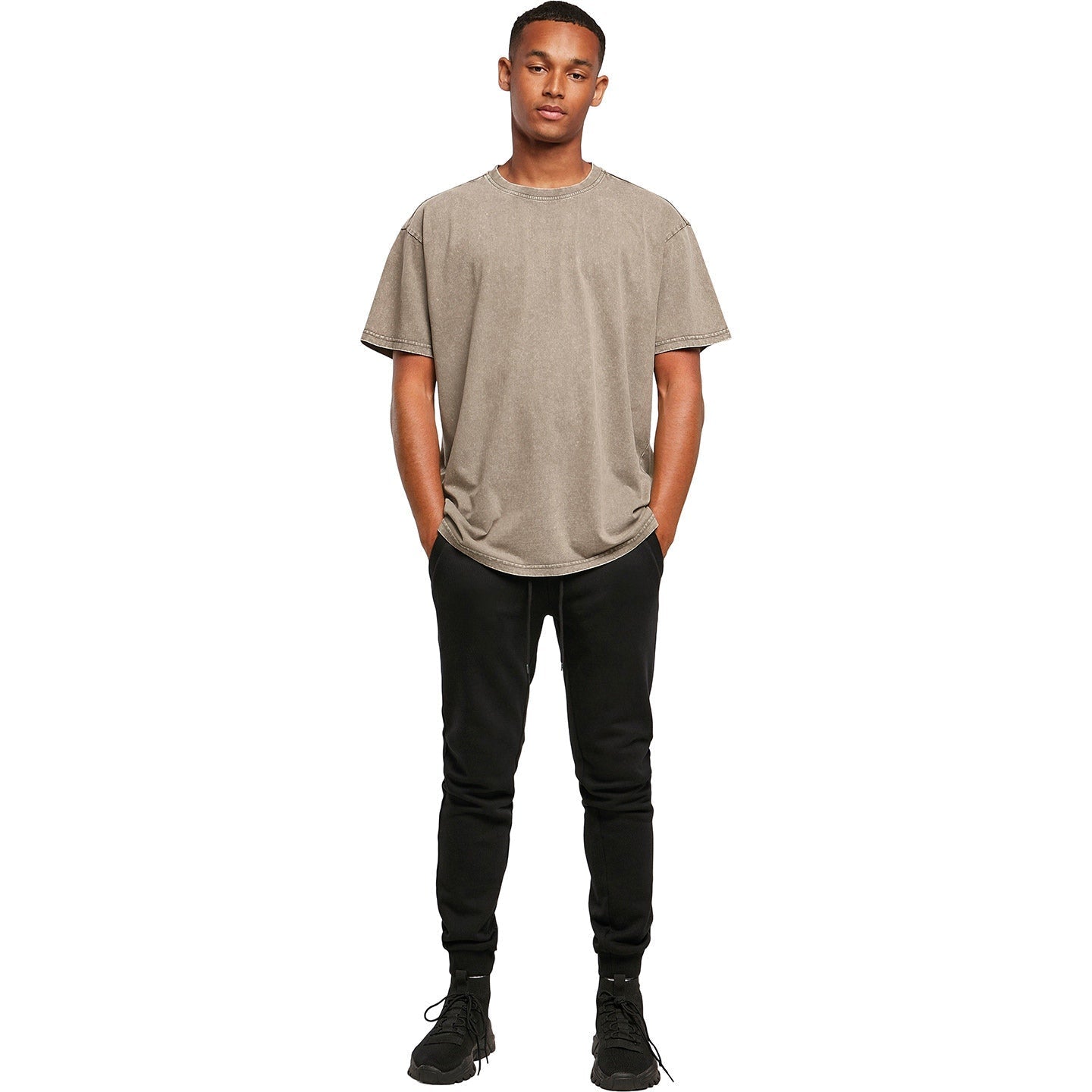 Build Your Brand Acid Washed Oversized Tee 100% Cotton Crew Neck Menâ€™s Shirt