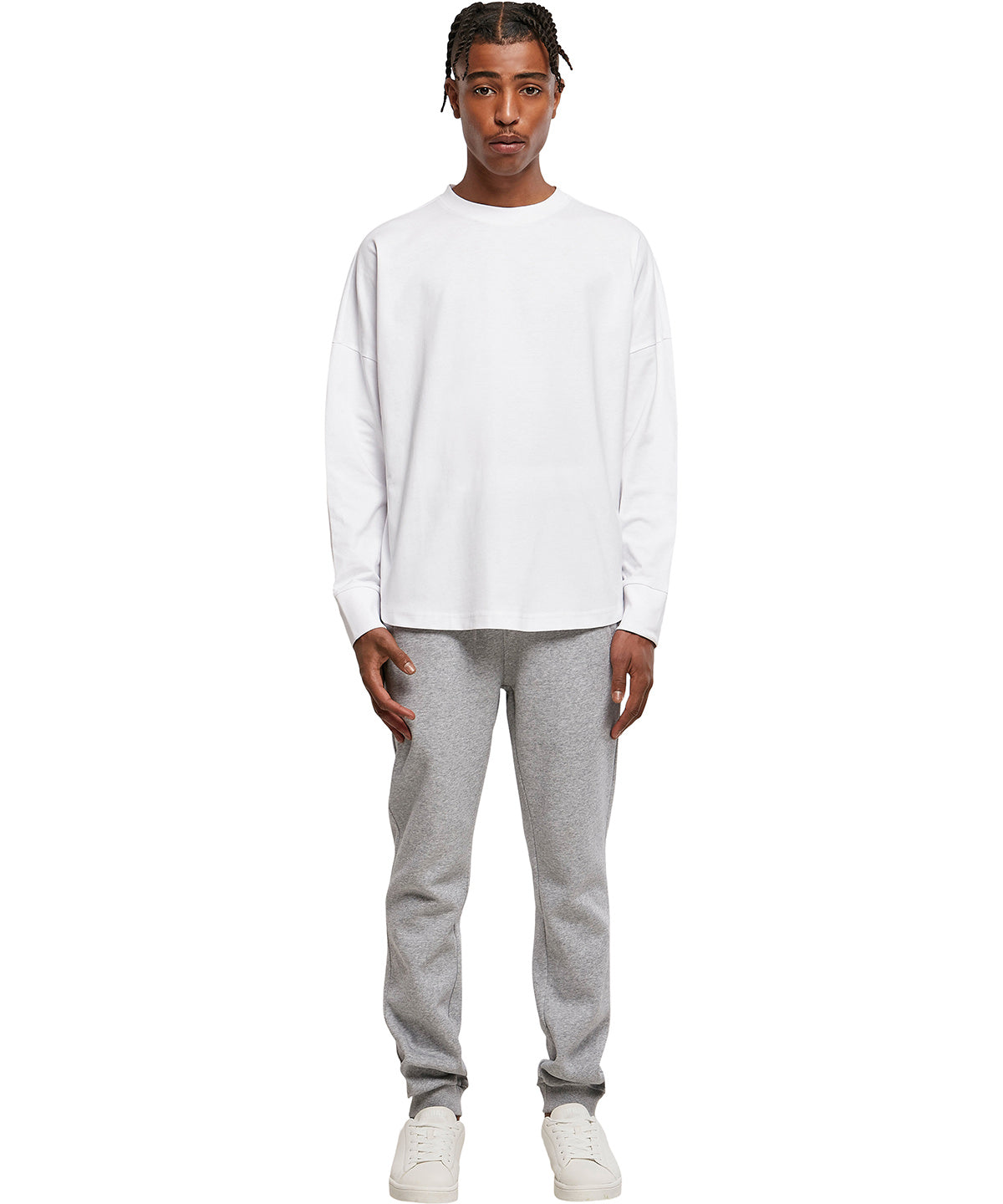 Build Your Brand Men's Oversized Long Sleeve T-Shirt 100% Cotton Casual Wear