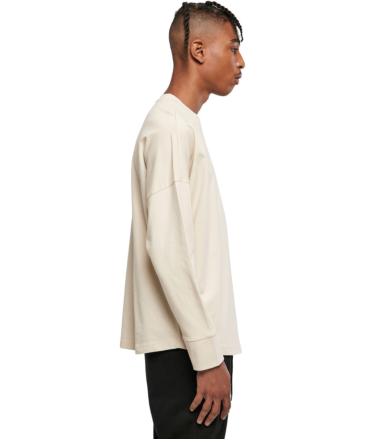 Build Your Brand Men's Oversized Long Sleeve T-Shirt 100% Cotton Casual Wear