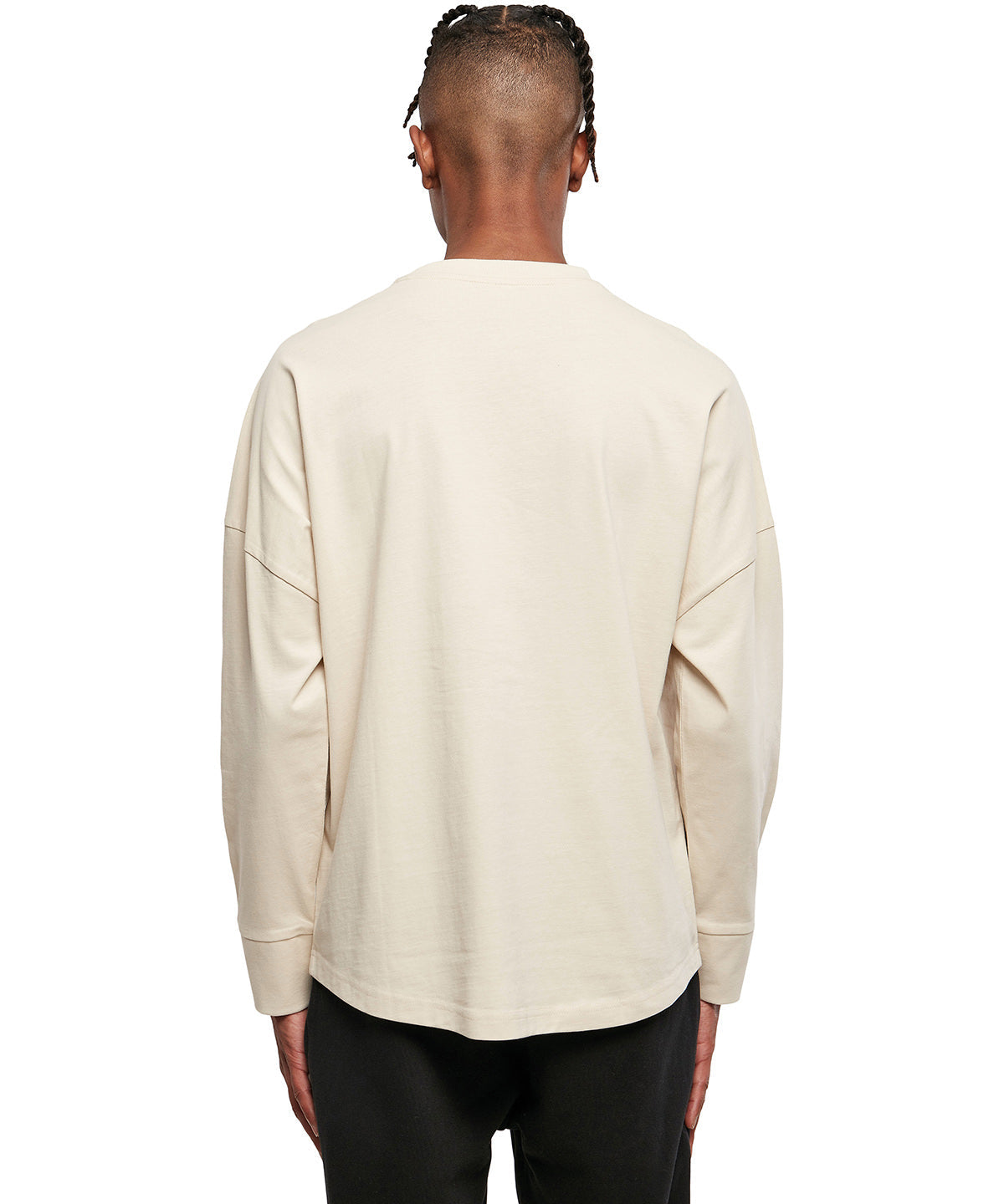 Build Your Brand Men's Oversized Long Sleeve T-Shirt 100% Cotton Casual Wear