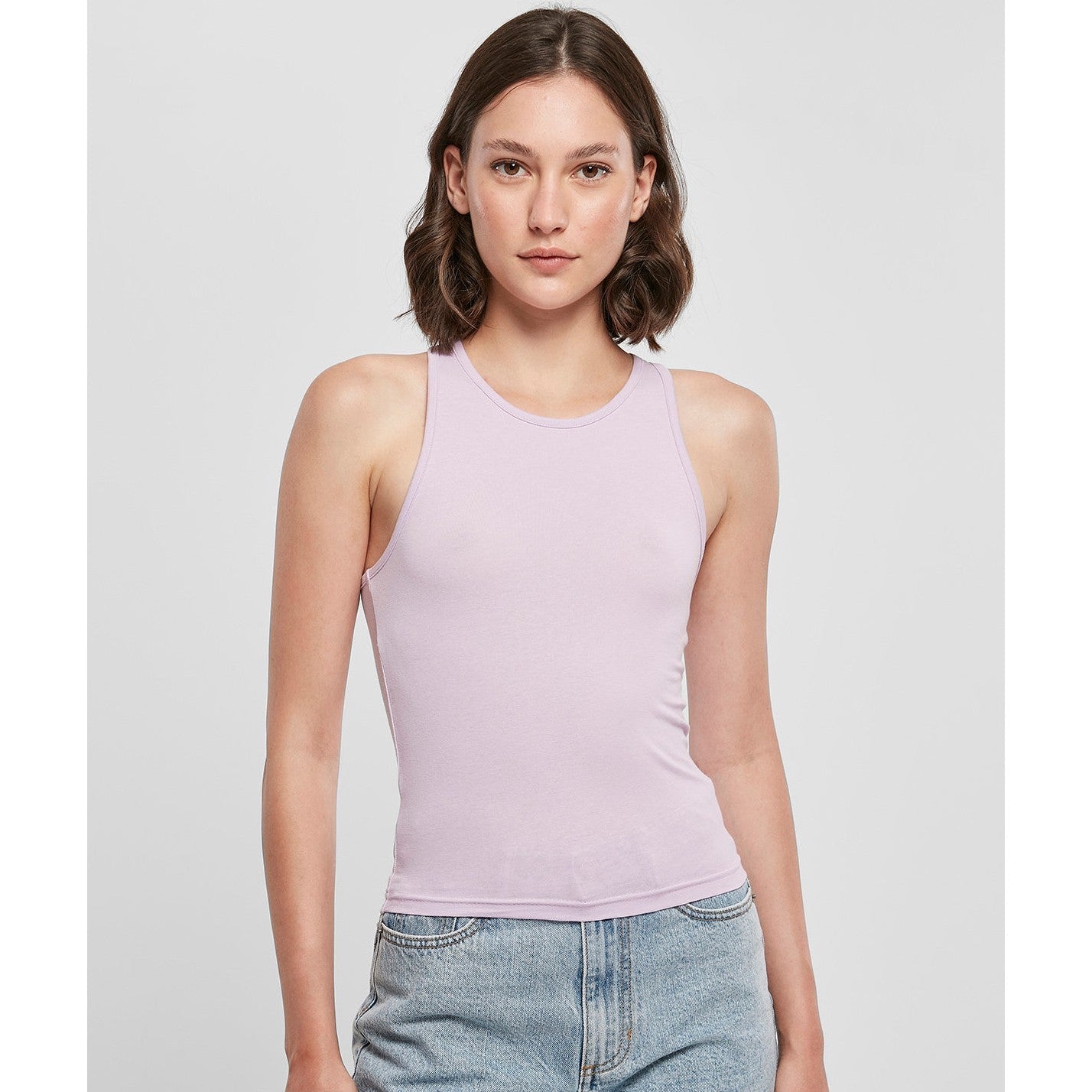 Build Your Brand Women's Racerback Top Slim Fit Sleeveless Cotton Blend