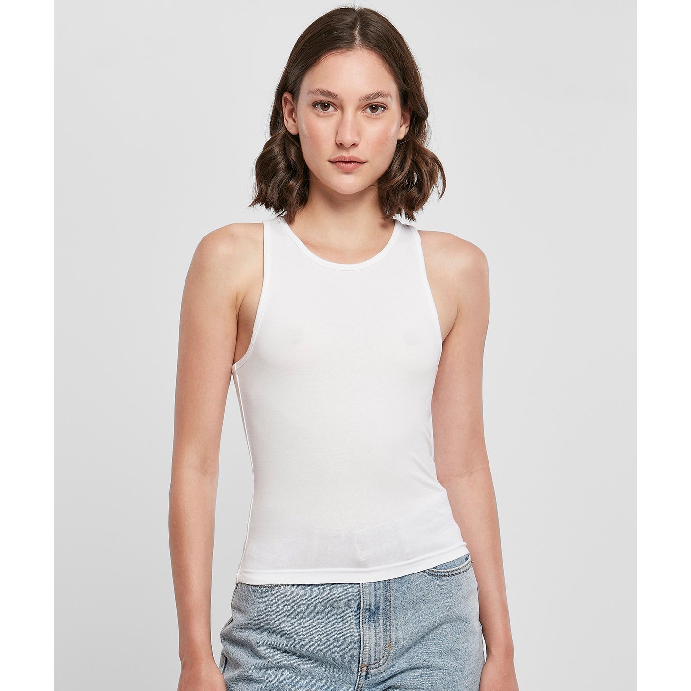 Build Your Brand Women's Racerback Top Slim Fit Sleeveless Cotton Blend