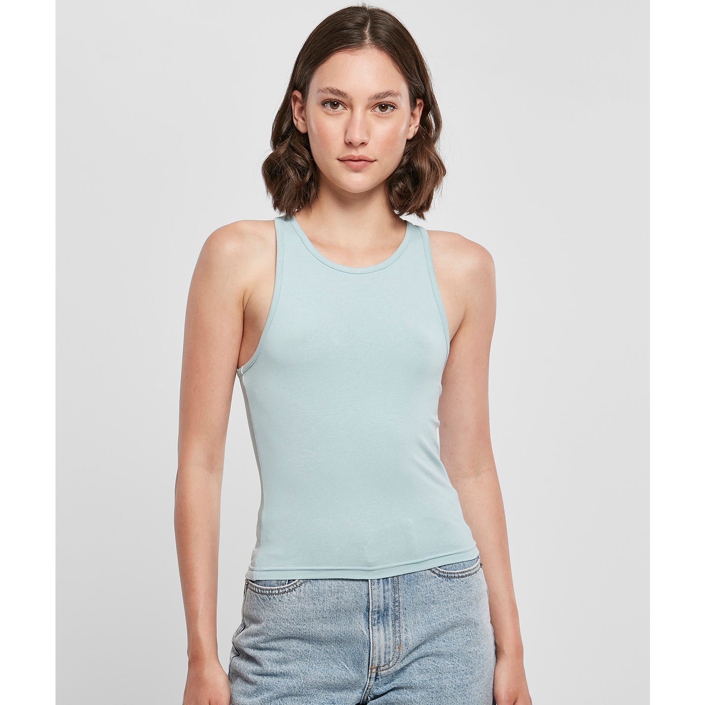 Build Your Brand Women's Racerback Top Slim Fit Sleeveless Cotton Blend