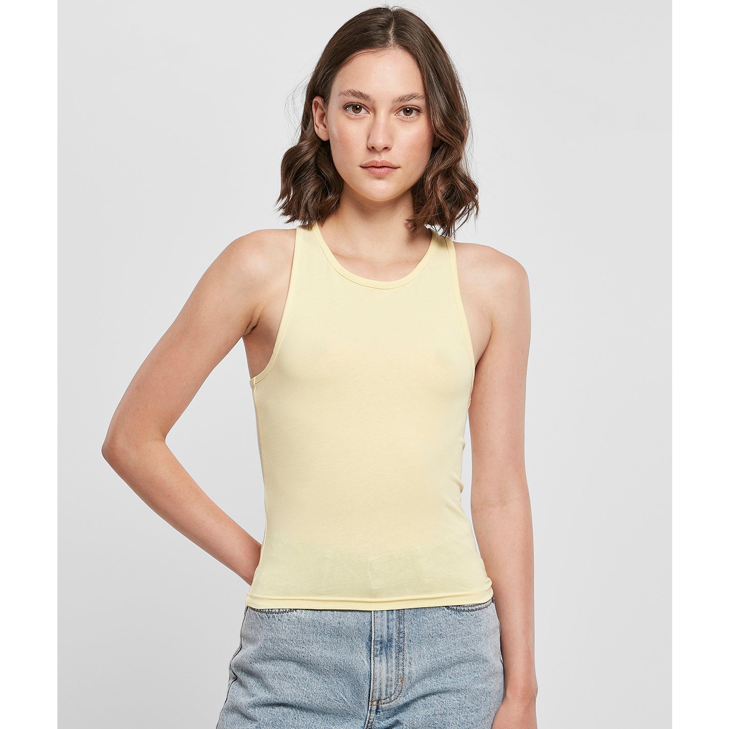 Build Your Brand Women's Racerback Top Slim Fit Sleeveless Cotton Blend