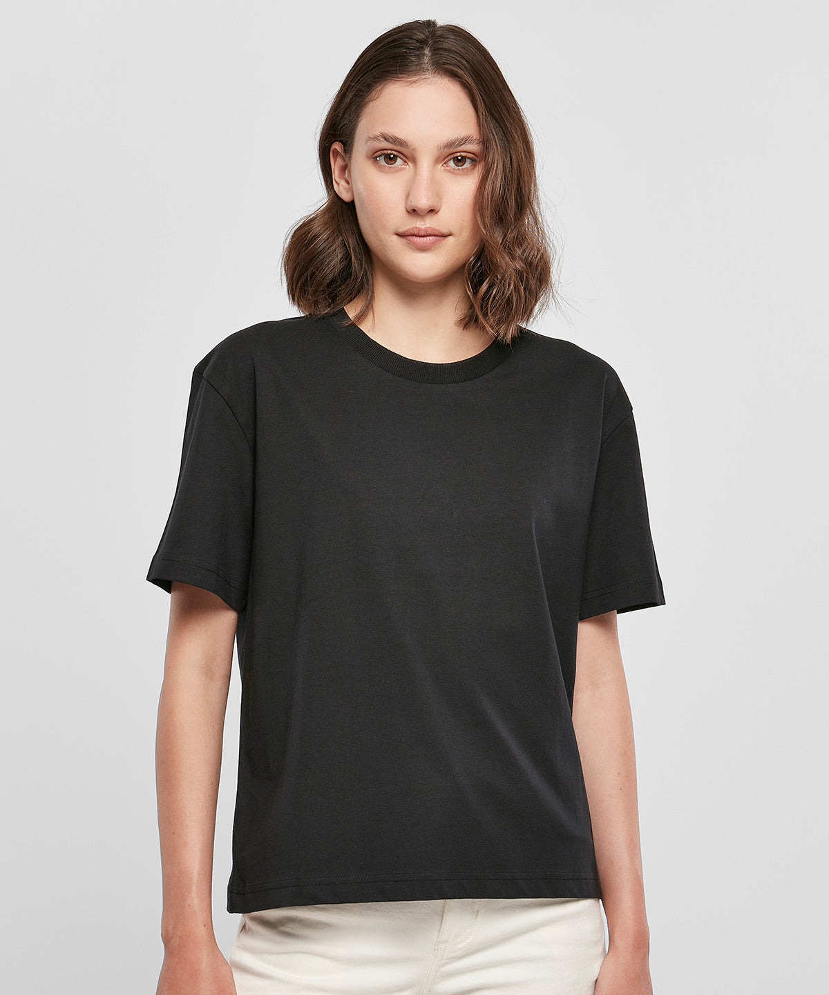 Build Your Brand Women's Oversized Everyday Tee Black 100% Cotton Sizes XS-5XL