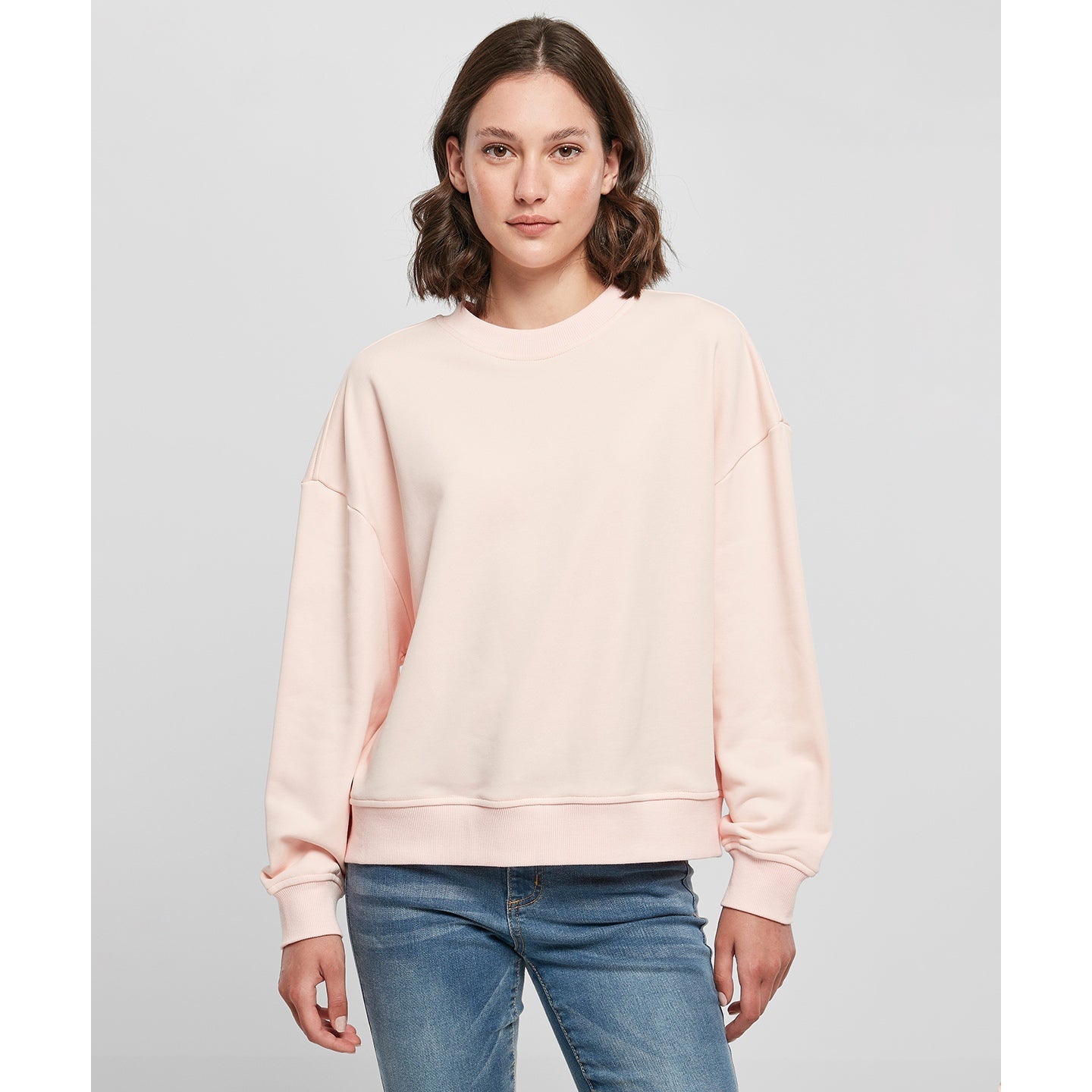 Build Your Brand Women's Oversized Crew Neck Sweatshirt Cozy Casual Top