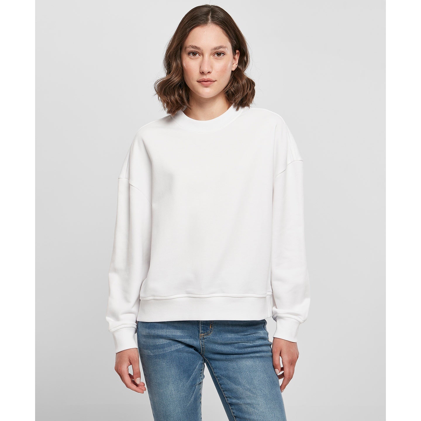 Build Your Brand Women's Oversized Crew Neck Sweatshirt Cozy Casual Top