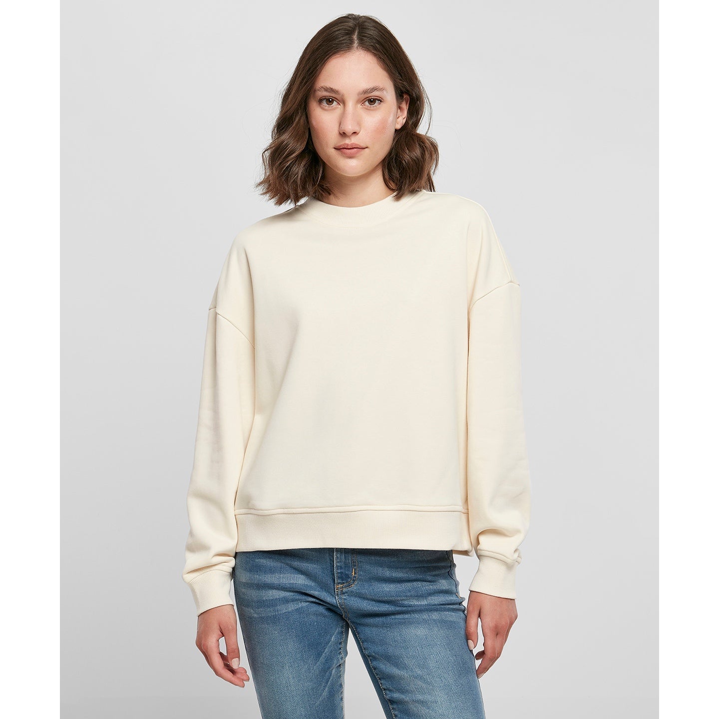 Build Your Brand Women's Oversized Crew Neck Sweatshirt Cozy Casual Top