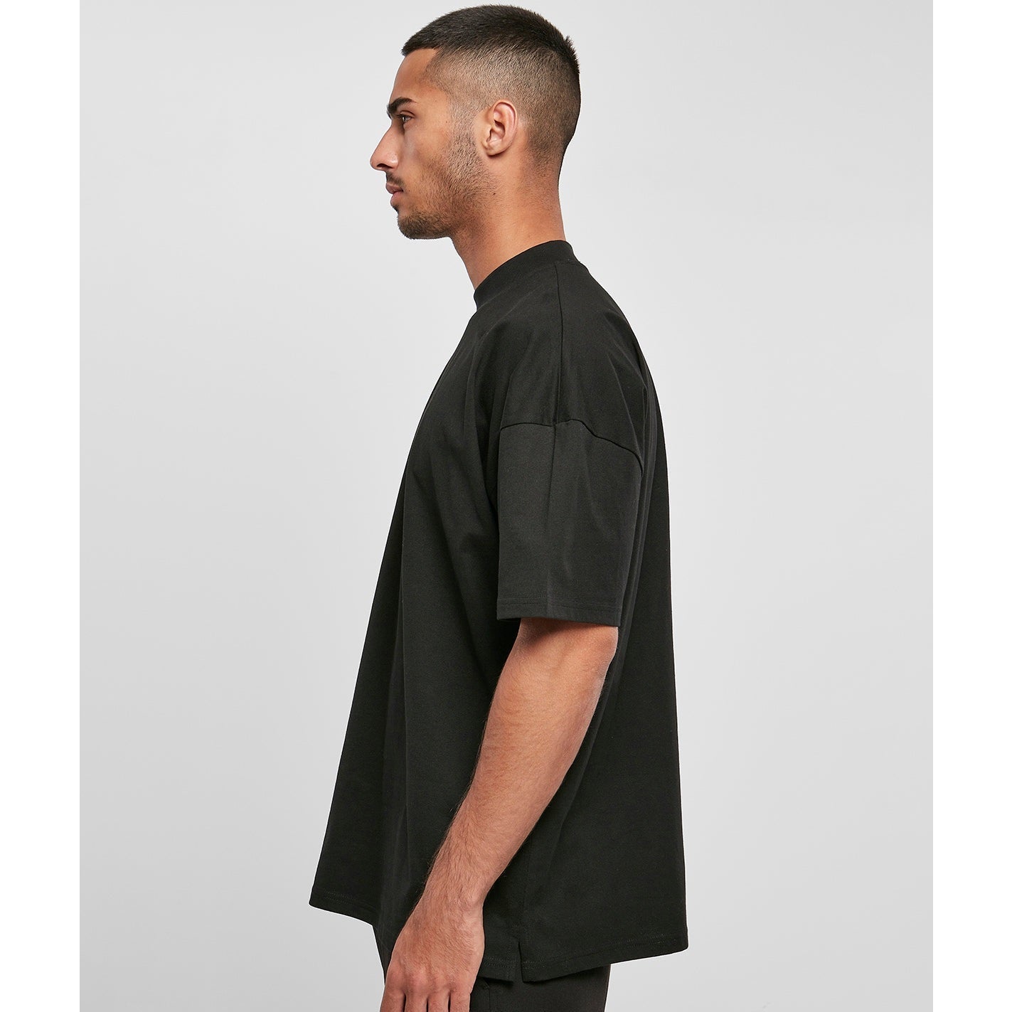Build Your Brand Oversized Mock Neck Tee 100% Cotton High Neck Men's Shirt