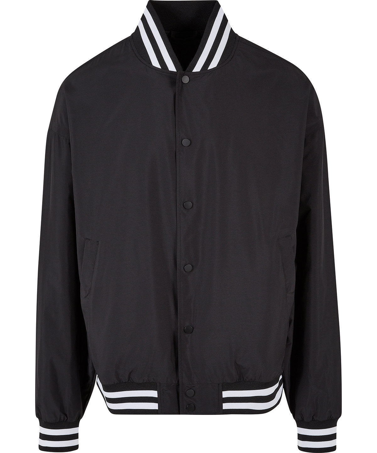 Build Your Brand Men's Light College Jacket with Striped Collar and Cuffs