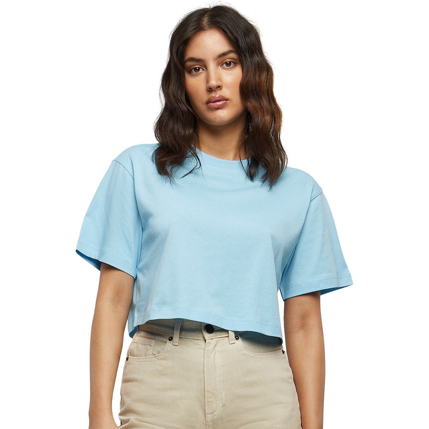 Build Your Brand Women's Oversized Short Sleeve Tee Soft Cotton Casual Top