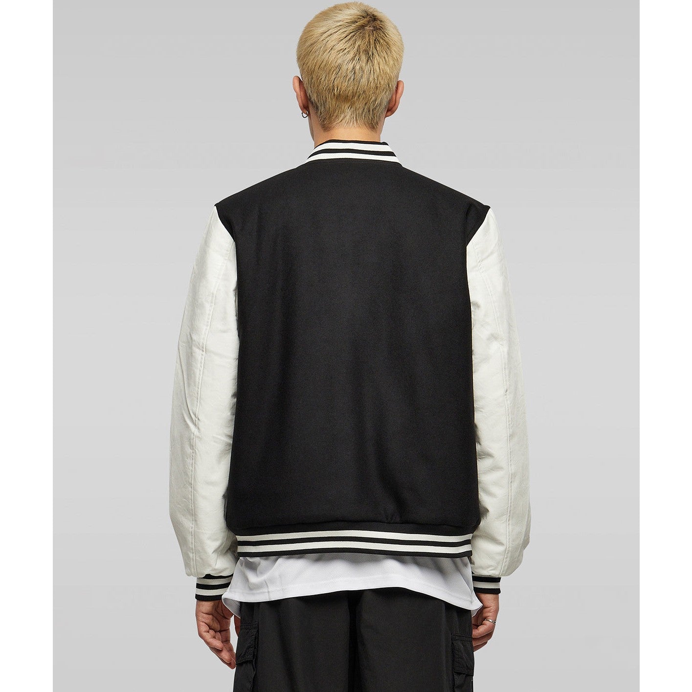 Retro College Jacket for Men with Contrasting Sleeves and Embroidery Option