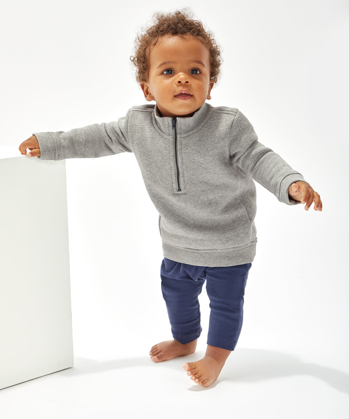Babybugz Baby 1/4 Zip Sweatshirt Comfy Set-in Sleeves Ribbed Cuffs Hem