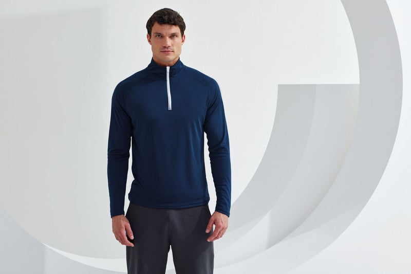TriDri Long Sleeve Performance 1/4 Zip Top Wicking Fabric Lightweight Gym Wear