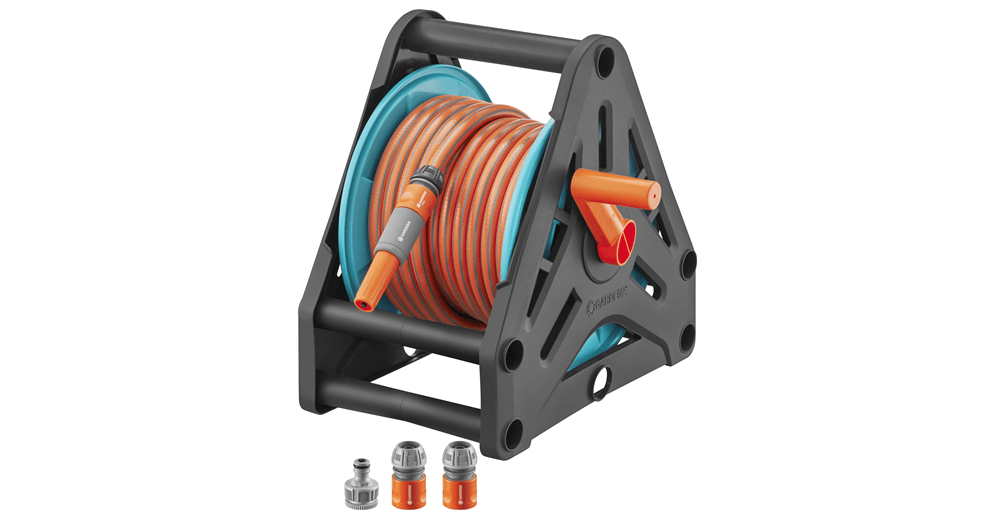 Gardena Basic Hose Reel Set 20m with Nozzle Tap Connector and Connectors