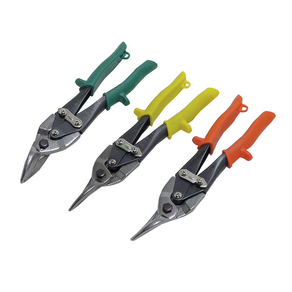 Silverline 3 Piece Aviation Tin Snips Set Chrome Vanadium Steel High Leverage