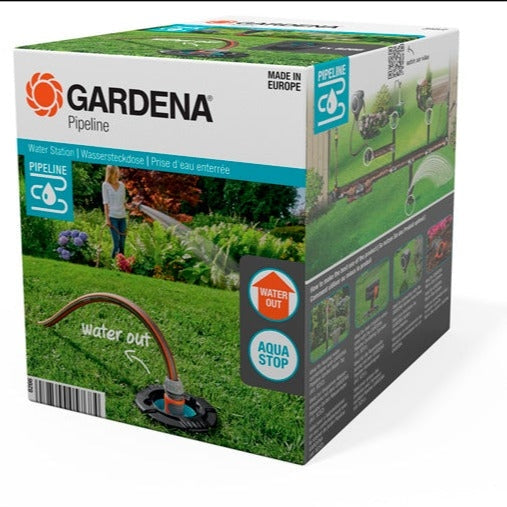 Gardena Water Station Underground Hose Connection with Built-in Stop Valve