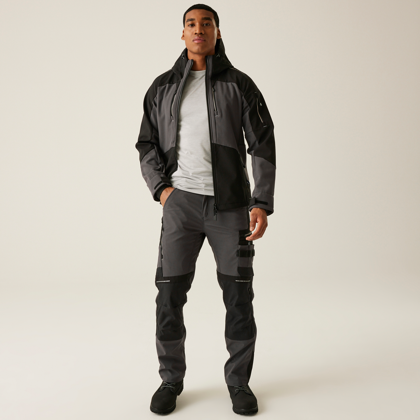 Regatta Professional Men's 4Tex Stretch Softshell Jacket Waterproof Grey Black