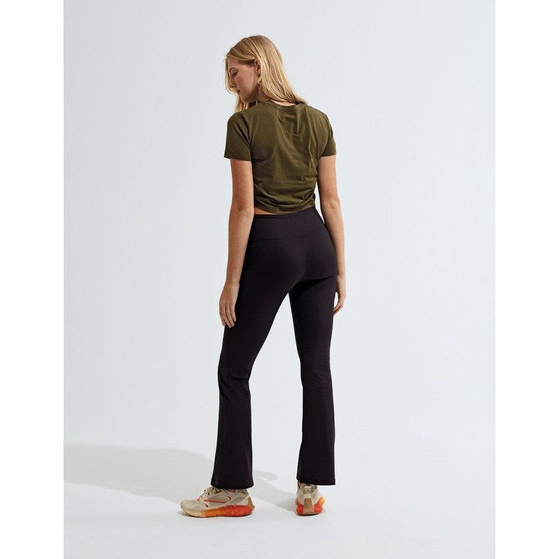 TriDri Women's Recycled Flare Leggings with Hidden Pocket, Soft Stretch Fabric