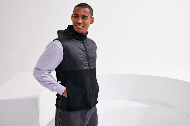 Men's TriDri Insulated Hybrid Gilet Lightweight Packable with Hood UK Size