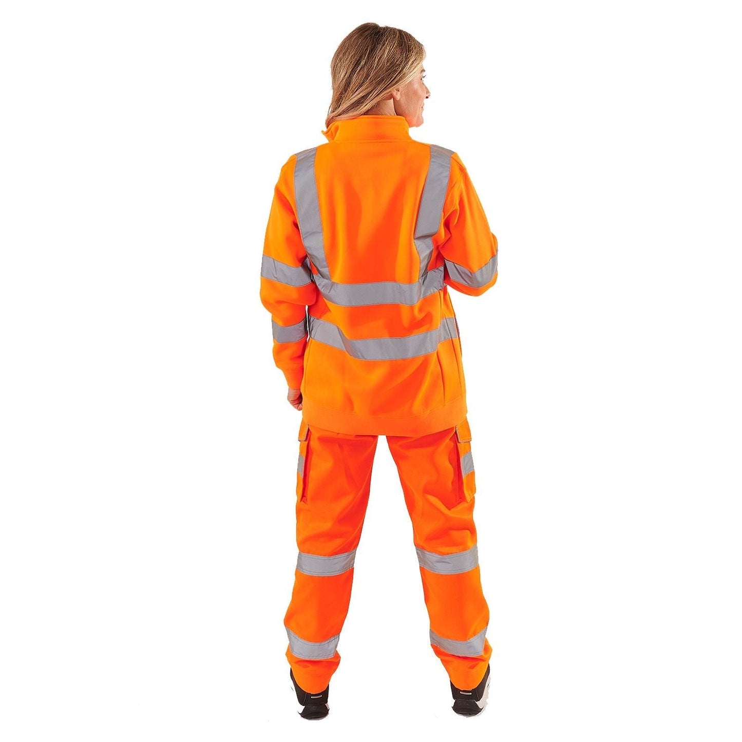 Supertouch Ladies Hi Vis Orange Eshaal Zipped Sweatshirt with Pockets