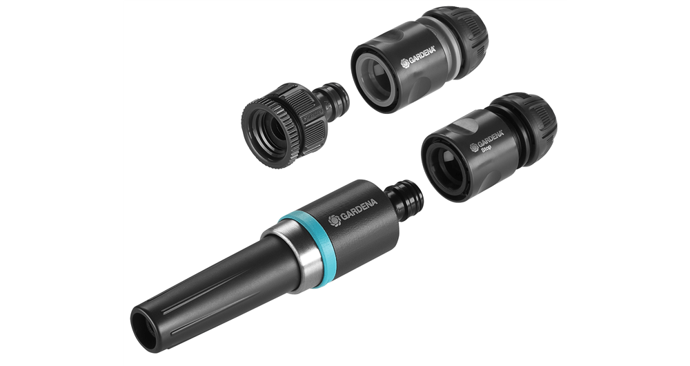 Gardena EcoLine Basic Set Sustainable Garden Hose Accessories with Nozzle