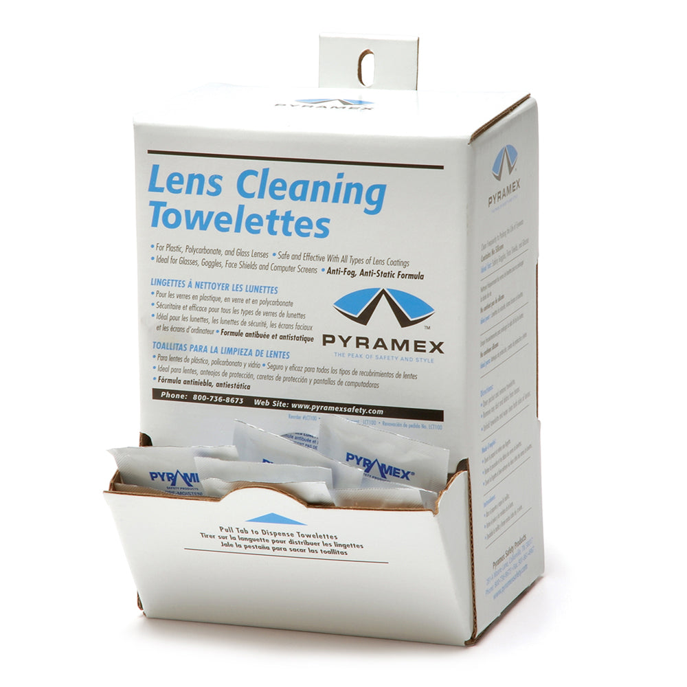 Pyramex Box of 100 Individually Wrapped Lens Cleaners for Safety Glasses