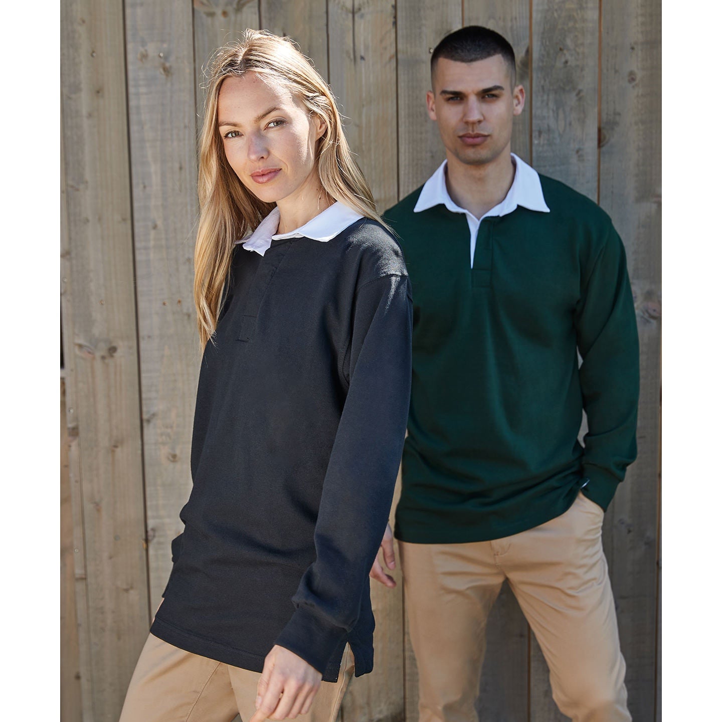 Front Row Long Sleeve Rugby Shirt 100% Cotton Woven Collar Sizes S-3XL