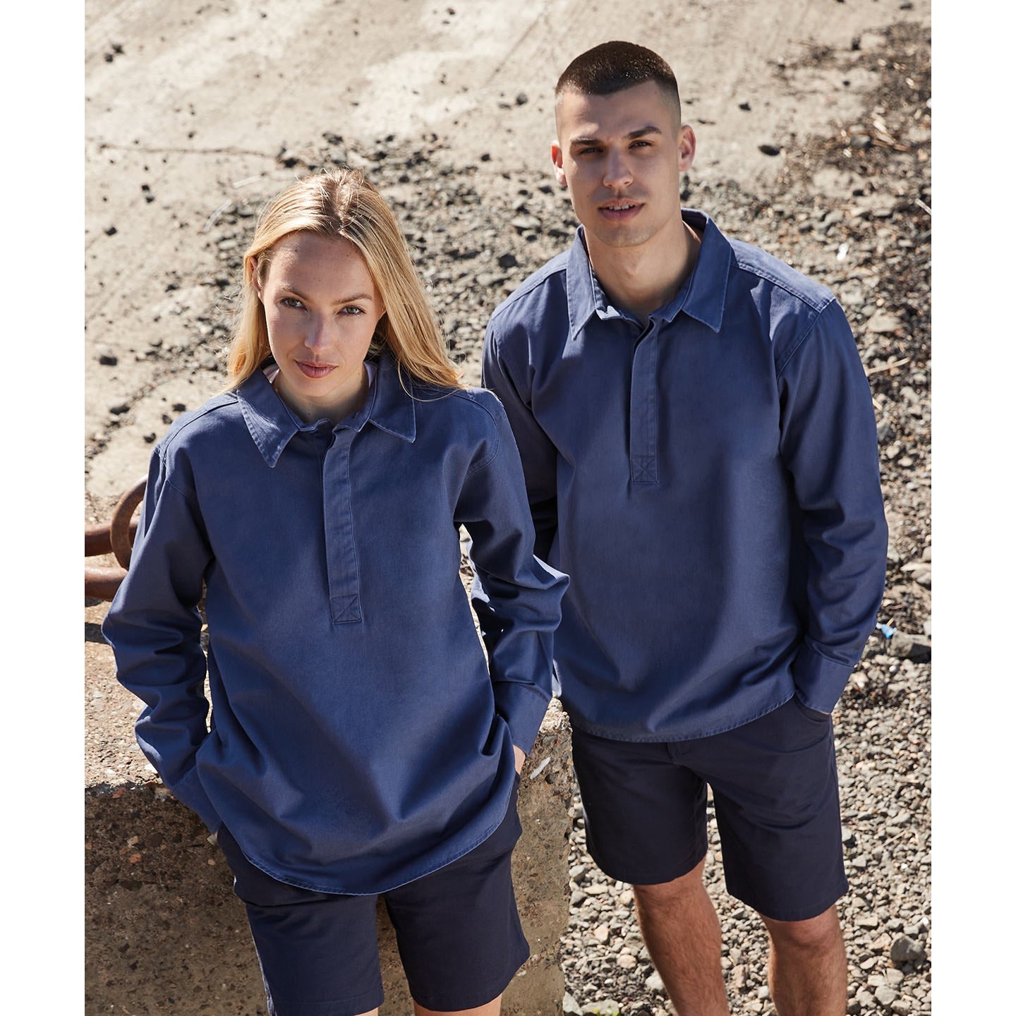Front Row Pullover Drill Shirt Heavy Wash Cotton Tag-Free Adjustable Cuffs