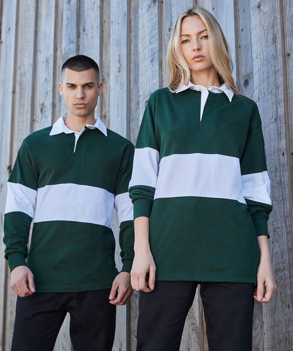 Front Row Panelled Rugby Shirt Heavyweight Cotton Retro Fit Tag Free S-XL